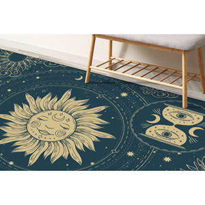 Alfombra con Diseño Boho de Sol y Luna: Alfombra Decorativa Antideslizante Estampada, Alfombra Suave No Tejida - Product Image 4
