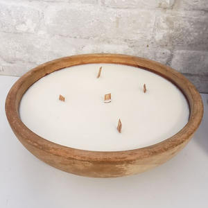 Bol à bougie rond en bois de manguier finition naturelle pour la décoration de la maison et les cadeaux de mariage - Product Image 4