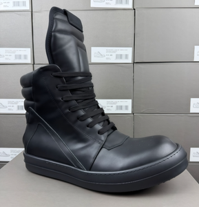 Bottes hautes en cuir crème à lacets, bout rond, semelle extérieure en caoutchouc, semelle intermédiaire en EVA, antidérapantes, unisexe, mi-mollet - Product Image 3