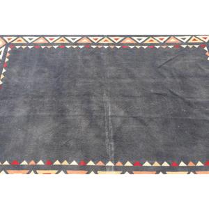 Alfombra Turca Vintage de 4.7x7.3 pies (144x223 cm), Alfombra Azul y Roja con Diseño de Parches - Product Image 5