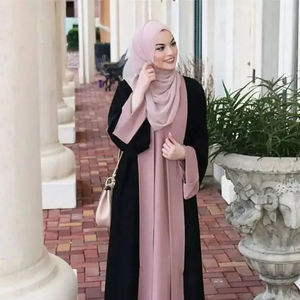 Nouvelle vente en gros de haute qualité, abaya modeste décontractée grande taille, longue manche, longueur au sol, pour femmes, prix bas, musulmane, 2 pièces - Product Image 6