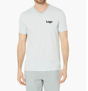 T-shirt col en v pour hommes, Super doux et confortable, léger, personnalisé, vierge, prix d'usine - Product Image 5