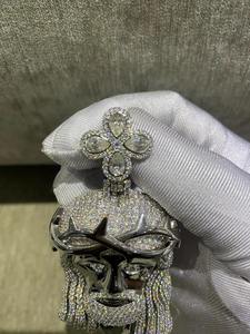 Colgante de Jesús con Diamante Moissanita de Plata 925, 3 Pulgadas. - Product Image 4