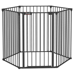 PawHut Puerta Plegable y Modular para Perros de Tamaño Mediano en Metal y Plástico, 123x102x90 cm, Negro - Product Image 1