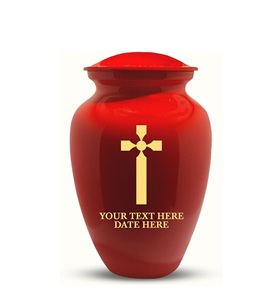Personalized Human Cremation Urn for Adult Ashes Men & Woman Engraved Brass Urn with Name <b>Date</b> Headstone Shape <b>Red</b> Custom Size - Product Image 5