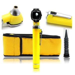 Kit d'otoscope miniature LED jaune pour étudiants et usage domestique, 10 spéculums, 1 ampoule de rechange supplémentaire, format de poche, ORL - Product Image 1