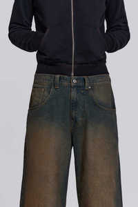 กางเกงยีนส์ทรงหลวมทรงตรงสำหรับผู้ชาย, กางเกงยีนส์ทรงหลวมทรงหลวมสีดำแห้งเร็ว - Product Image 5