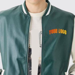 Conception de qualité personnalisée Bomber PU Varsity Jacket Hommes Broderie Baseball Letterman Vestes en cuir Varsity pour hommes - Product Image 5