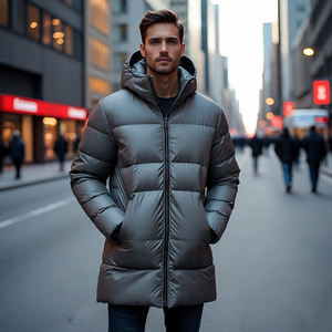 Abrigo brillante de burbujas para hombre, abrigo ligero con cuello levantado, Abrigo acolchado de burbujas, chaquetas acolchadas de invierno a prueba de viento para hombre - Product Image 1