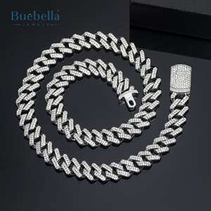 Hot Sale High Quality 925 Silver 14K White Gold Plated 12mm <b>Initial</b> Letter Iced Prong Cuban Chain <b>Necklace</b> <b>for</b> <b>Men</b> Moissanite - Product Image 6