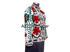 Women Winter Jacket With Indian Suzani Embroidery Floral Pattern Duck Fabric 100% Pure Cotton Filled <b>Coat</b> With Robe Gift for Her - Product Image 4