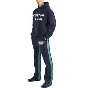 ชุดวิ่งจ๊อกกิ้งสำหรับผู้ชายชุดวอร์มสีล้วนมีฮู้ดสำหรับฤดูหนาวโลโก้ตามสั่ง - Product Image 1