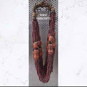 Collier de perles de Bohème multicolore Bijoux artisanaux d'Inde pour cadeau de mariage Symbole religieux chrétien Forme de crochet - Product Image 1