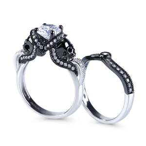 Jeulia Twist Two Tone Sterling Silver <b>Skull</b> <b>Ring</b> - Product Image 2