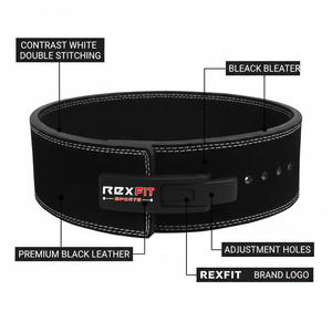 Ceinture de musculation en cuir haute performance Rexfit Sports, soutien dorsal pour la salle de sport et la musculation - Product Image 3