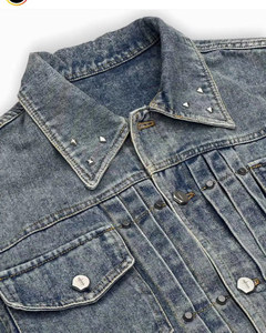 Chaqueta de Forro Polar con Botones, Estilo Desgastado, con Parches, Lavado Desgastado, con Logotipo Frontal para Hombre - Product Image 5