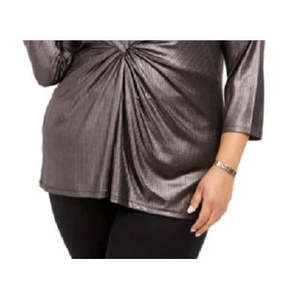Top in Maglia da Donna Alfani Taglia Extra Large Nero con Design Intrecciato Metallizzato sul Davanti - Product Image 3