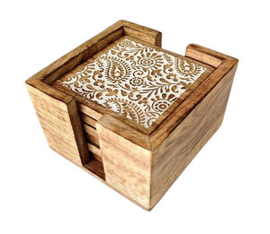 Contemporary Design Acacia Wood Square Coaster New Household Tea Cup <b>Mats</b> Pads Wooden Resin Placemat for Dinnerware and Drinks - Product Image 3