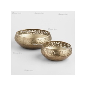 Juego de 2 Tazones Decorativos de Diferentes Tamaños, Forma Redonda, de Latón, para Servir Chocolates y Dátiles, Más Vendidos - Product Image 1