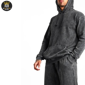 Survêtement vintage pour hommes, 100% coton, style baggy, col à capuche, motif uni, écologique, pour l'hiver, vente en gros - Product Image 2