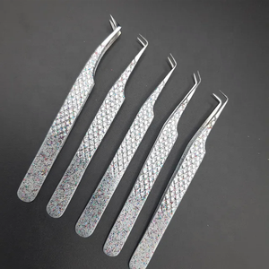 Pinzas de extensión de pestañas con purpurina plateada y Diamante, muestra gratis, pinzas de extensión de pestañas de acero inoxidable japonesas - Product Image 5