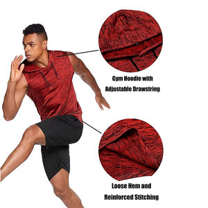 Peso ligero Fitness gimnasio sin costuras culturismo entrenamiento Fitness sin mangas hombres algodón sin mangas pulóver sudaderas con capucha - Product Image 5