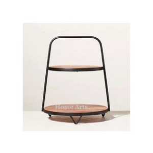 Two Tier Wood And Iron <b>Cake</b> <b>Server</b> Customized Size Round Shape <b>Cake</b> Stand From Manufacturer In India - Product Image 1