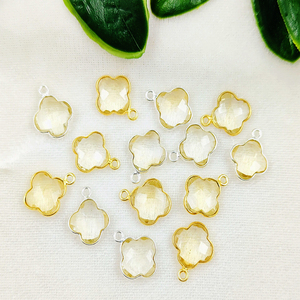 Vente en gros de pendentifs en pierre précieuse briolette trèfle citrine AAA faits à la main en argent 925, or vermeil, commande en gros - Product Image 1