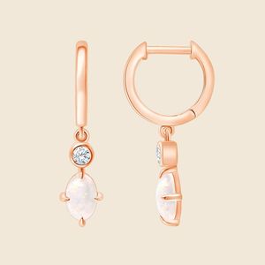 Pendientes Colgantes Redondos de Oro Sólido de 14K con Diamantes Cultivados en Laboratorio de 0.08 Quilates F-VS para Ocasiones Especiales y Fiestas - Product Image 2