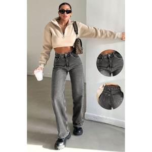 Jean en denim gris à jambe large pour femme, taille haute, de luxe, écologique, durable, style urbain, tendance, tailles 26-40 - Product Image 6