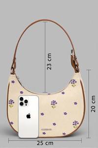 OEM ODM Women's Floral Canvas Half Moon <b>Bag</b> Fashion <b>Underarm</b> Purse with Zipper Closure - Product Image 5