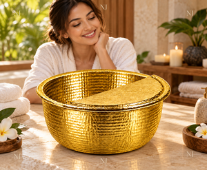 Tazón Redondo Dorado para Pedicura con Tapa, Bañera para Pies sin Tuberías para Masajes de SPA - Product Image 6