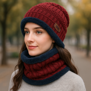 Ensemble tricoté Chapeau Écharpe Automne Hiver Unisexe Adultes Enfants Extérieur Ensemble polyvalent Protection contre le vent Chapeau d'hiver tricoté <span class=keywords><strong>avec</strong></span> écharpe - Product Image 1