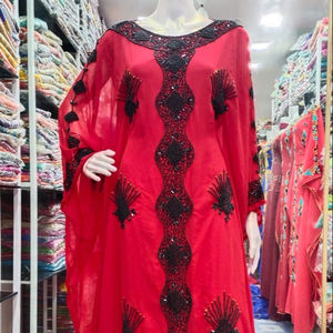 Hermoso caftán marroquí 2022 nuevo diseño vestido musulmán tradicional con cuentas de piedra hechas a mano caftán de hermosos colores - Product Image 1