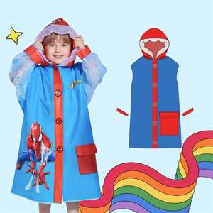 #801 Reusable EVA <b>Raincoat</b> for Girls Large & XL Size with Inflatable Brim and Cartoon Design for School Backpacks - Product Image 3