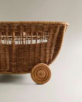Carrello Giocattolo in Rattan Fatto a Mano con Ruote, Design Unico, Cesto Portaoggetti per Bambini, Carrello in Vimini Naturale, Organizzatore per Cameretta OEM ODM