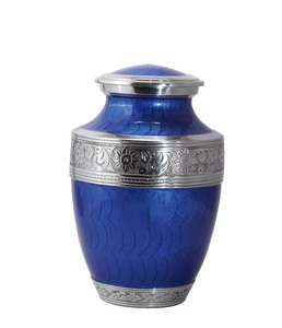 Urne funéraire gravée en argent pour cendres humaines Urne funéraire adulte fabriquée à la main-Grande urne funéraire pour cendres humaines-bleu - Product Image 6