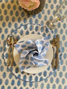 Blue and White Floral Hand Block Print <b>Tablecloth</b> <b>for</b> Wedding Home Decor Events Parties Outdoor Garden Picnics Side <b>Tables</b> - Product Image 3