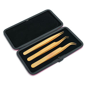 Pince à épiler d'extension de cils en titane léger de marque privée courbe pointue en acier inoxydable pour la beauté d'application de fibre de volume - Product Image 1