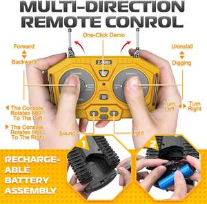 Jouets d'excavatrice télécommandés 1:20 pour garçons, rotation à 680 degrés, véhicules de construction avec pelle en métal, lumières, sons - Product Image 5