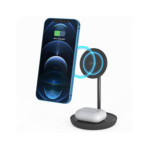 2-in-1 Magnetic Wireless Charging <b>Stand</b> Dual Device Charger for <b>Desk</b>, Nightstand, and <b>Office</b> Use - Product Image 4