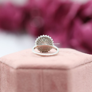 Anillo de compromiso de plata de ley de lujo con ajuste de Halo doble de diamante cultivado en laboratorio de corte redondo verde, anillo de regalo para mujer IGI - Product Image 5