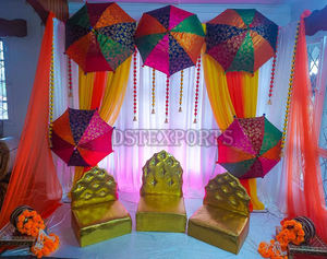 การจัดเวทีงานแต่งงานสุดอลังการสีสันสดใส พร้อมการตกแต่งเวทีงานซานเกตแบบปัญจาบ  ตกแต่งงานเมห์นดีแบบดั้งเดิม - Product Image 6