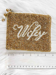 Monedero Tradicional Hecho a Mano con Bordado de Cuentas, Estampados Étnicos Tribales de la India, Cierre de Cremallera - Product Image 3