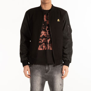 Chaqueta Bomber para Hombre con Logotipo Estampado, Cierre Completo, Precio Bajo, Color Sólido, Estilo Urbano, Secado Rápido y Transpirable - Product Image 1