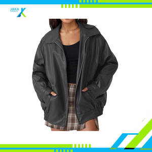 Chaqueta Oversize de Cuero Sintético para Mujer, Estilo Motociclista, Abrigo Formal de Otoño con Cierre de Cremallera y Ajuste Relajado, Ecológica y Gruesa - Product Image 6