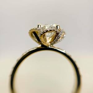 Bague de fiançailles en argent blanc CZ de 8mm avec motif de fleur Halo de luxe pour femmes, fournisseur de bijoux de promesse d'anniversaire de mariage - Product Image 2