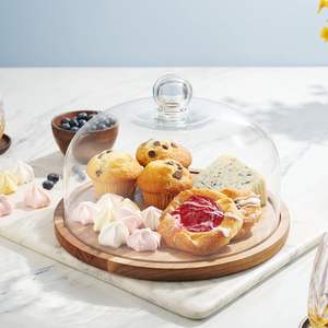 Base de Madera para Pastel con Tapa de Cristal – Soporte Redondo de Madera para Exhibición de Pasteles con Cubierta de Cristal para Panadería y Postres - Product Image 4