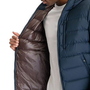 Vestes matelassées à capuche en toile personnalisées en gros pour hommes, imperméables, respirantes, écologiques, à séchage rapide, pour l'hiver - Product Image 6