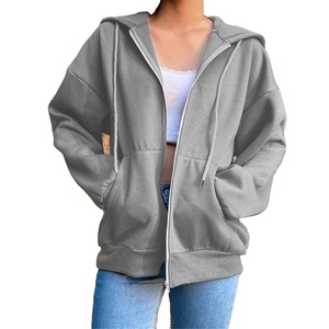 Nouveau décontracté plaine fermeture éclair sweats à capuche pour femme 100% coton biologique gros pull personnaliser Design élégant sweats à capuche - Product Image 1